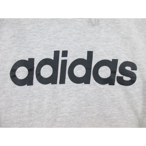 Adidas Sweater Mens Small Gray Blue Pullover Spell Out Stripes Hoodie Casual - Picture 4 of 8